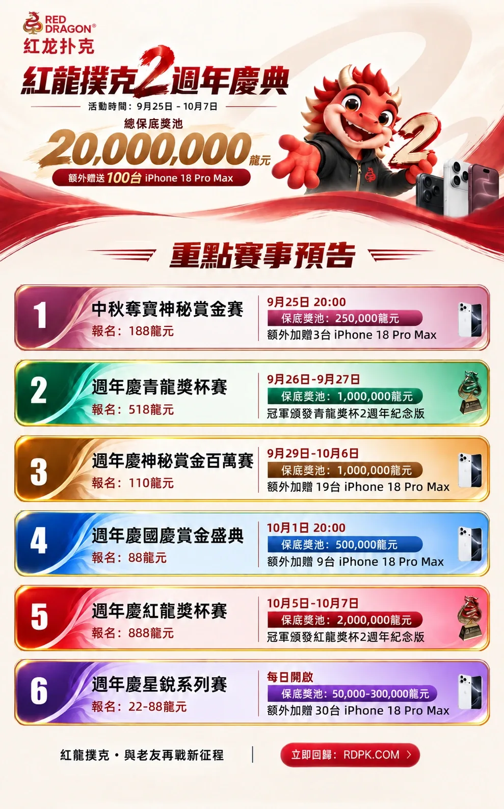紅龍撲克 2 週年慶典活動海報